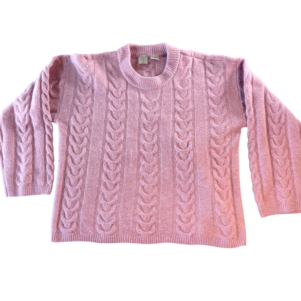 Joie Pink Cable Knit Crewneck Sweater CV172501 Womens‎ Large Rose Fuzzy Boxy
